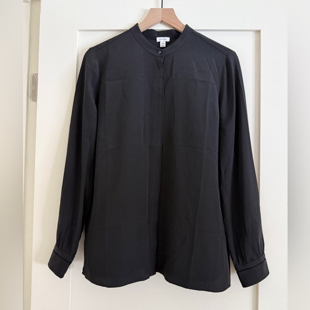 Cuyana Mandarin Collar Silk Blouse